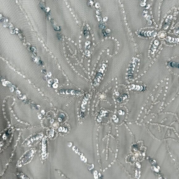 NWT Adrianna Papell Beaded Long Dress in Frosted Sage - Picture 7 of 12